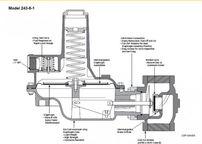 Sensus 243-8 型商用 Lpg 气体调节器低压 ANSI 125 2