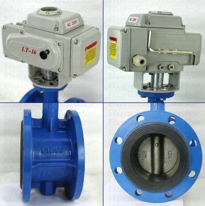 Double Flange Butterfly Electrically Operated Water Valve Standard Size