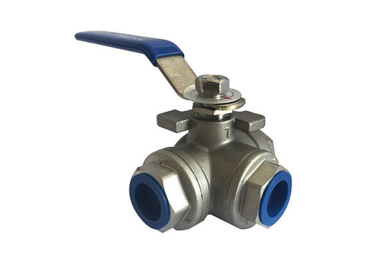 CF8M Stainless Steel Ball Valve Reduced Bore 3 Way 1000 PSI With Thread Connection