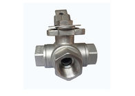 CF8M Stainless Steel Ball Valve Reduced Bore 3 Way 1000 PSI With Thread Connection