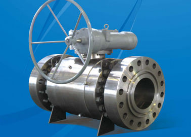 Flange Connection  Pressure Class600 Trunnion Mounted Ball Valve Worm Bevel Gear Box Fireproof Antistatic Design