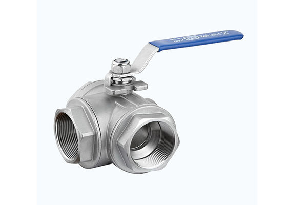 CF8M Stainless Steel Ball Valve Reduced Bore 3 Way 1000 PSI With Thread Connection